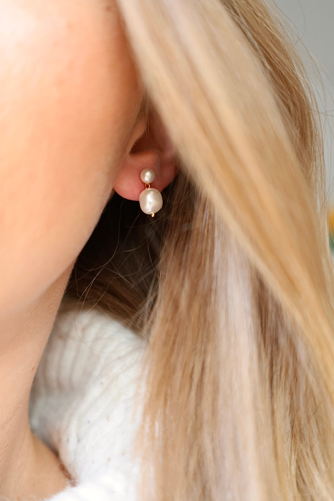 Silver Double Pearl Drops