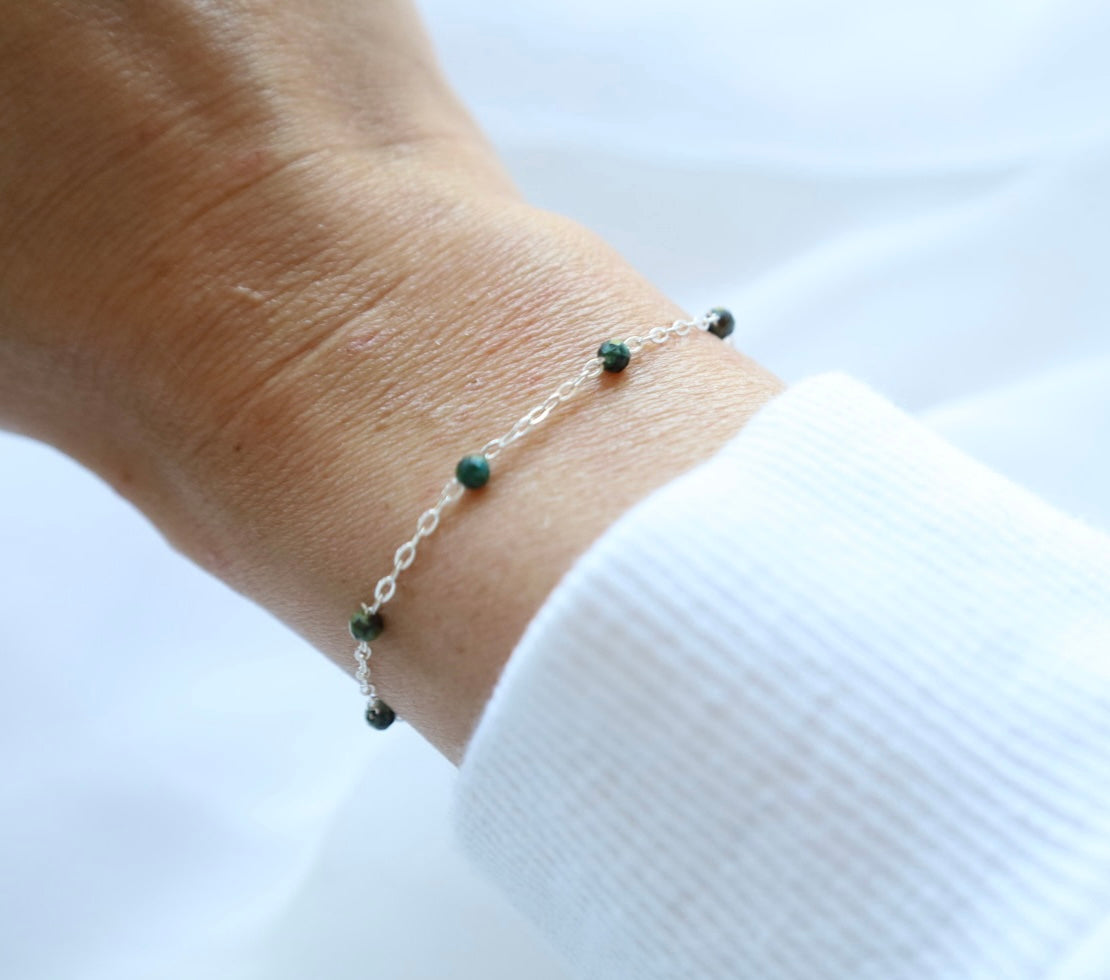Emerald Bracelet. 925 Sterling Silver. May Birthstone
