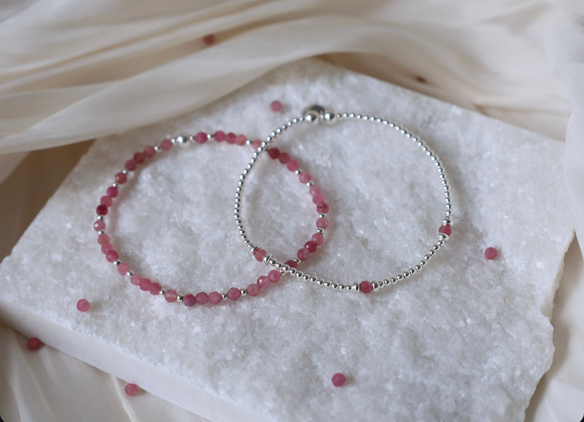 Pink Tourmaline Gemstone Bracelet | October Birthstone |925 Sterling Silver