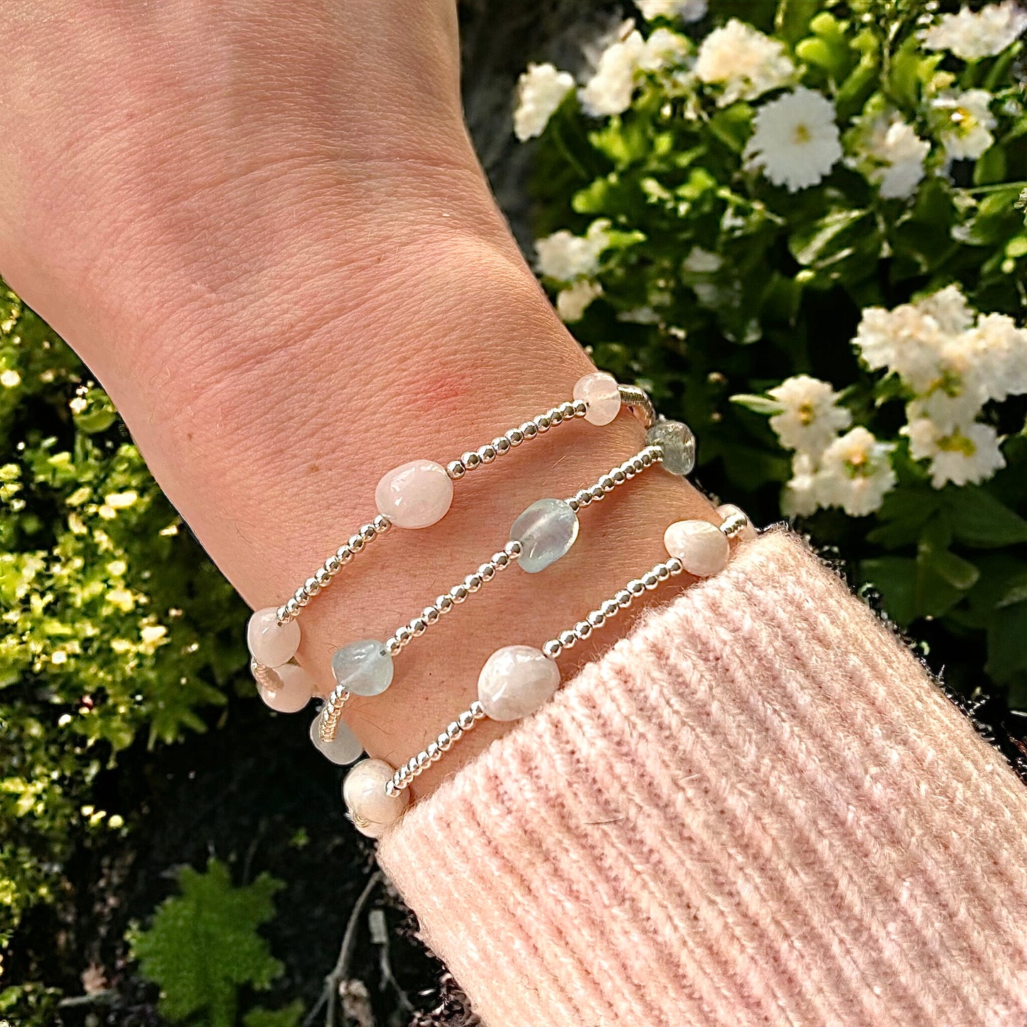 Rose Quartz Pebble Bracelet