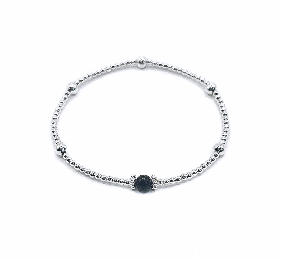 Touch of Blue Goldstone Gemstone Bracelet | 925 Sterling Silve