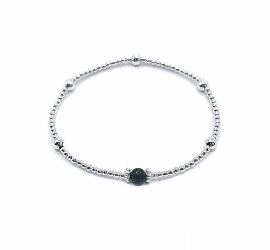 Touch of Blue Goldstone Gemstone Bracelet | 925 Sterling Silve