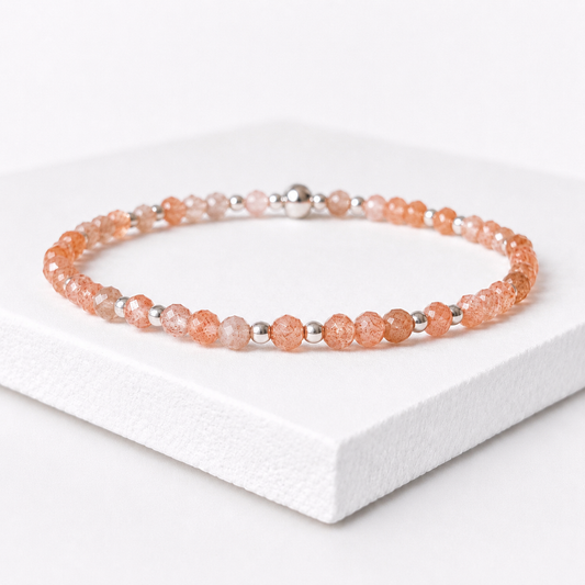 Dainty Sunstone Gemstone Bracelet | 925 Sterling Silver