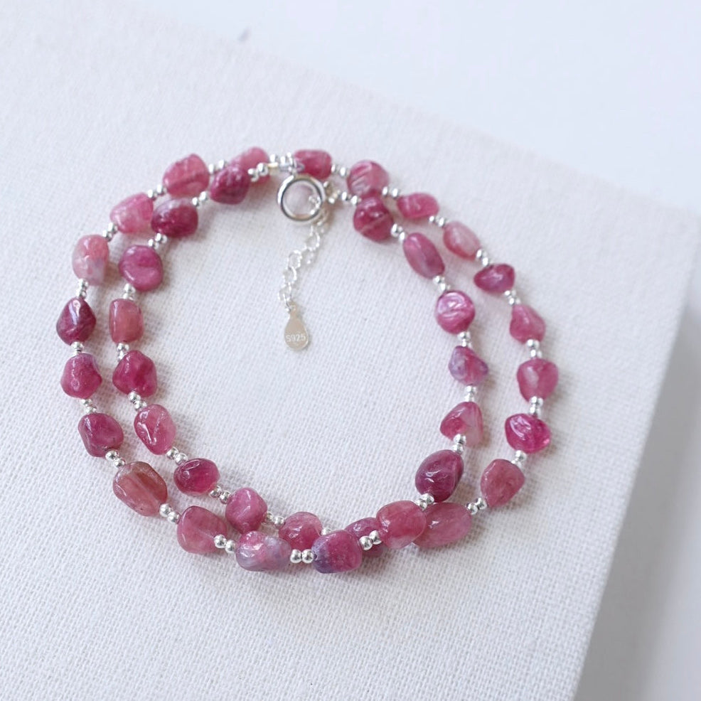 Pink Tourmaline Pebble Necklace
