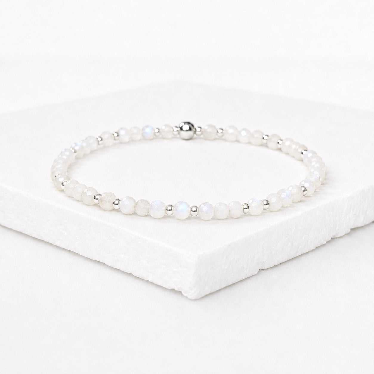 Dainty Moonstone Gemstone Bracelet | 925 Sterling Silver | Gold
