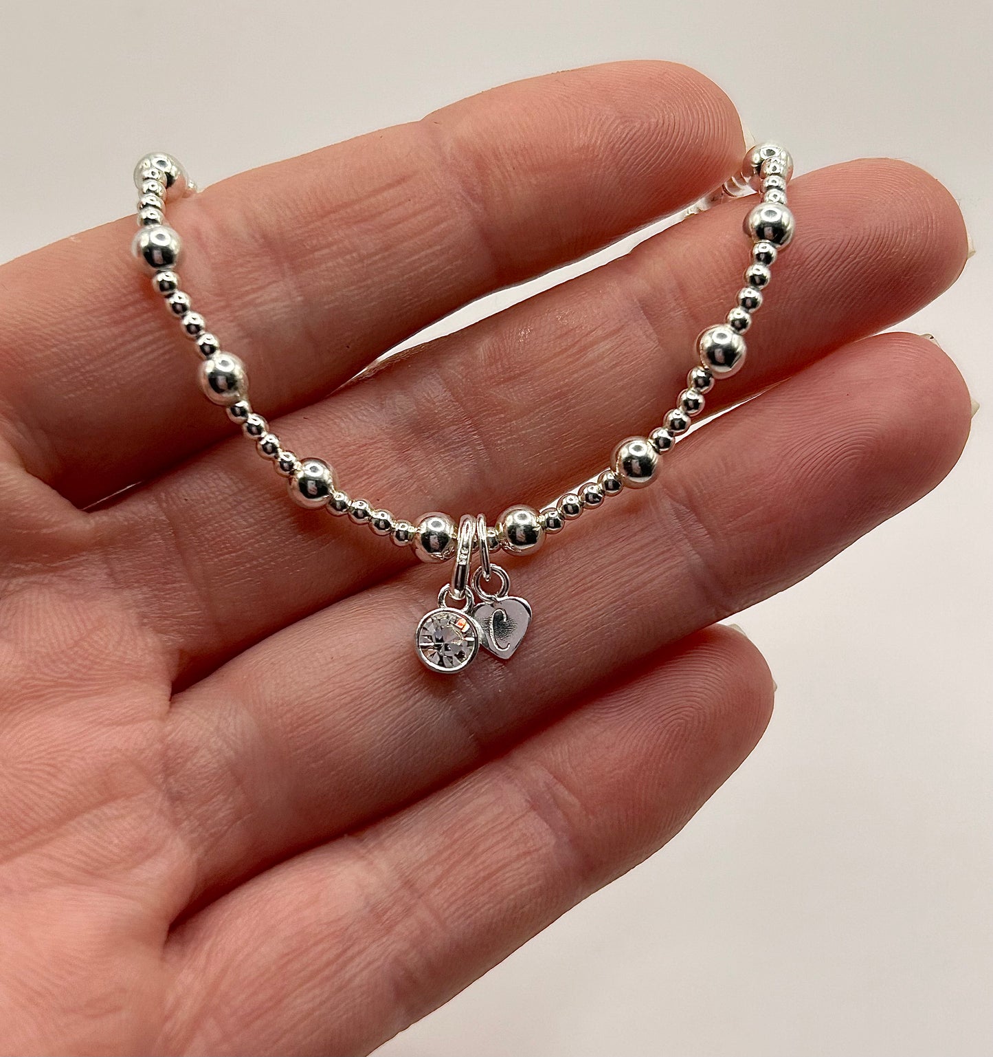 Birthstone Bracelet with Heart Inital