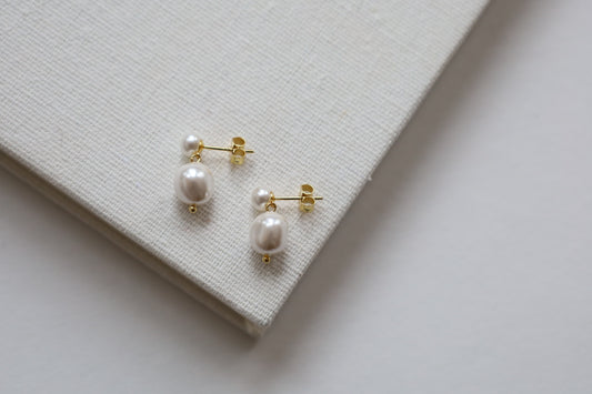 Gold Double Pearl Drops