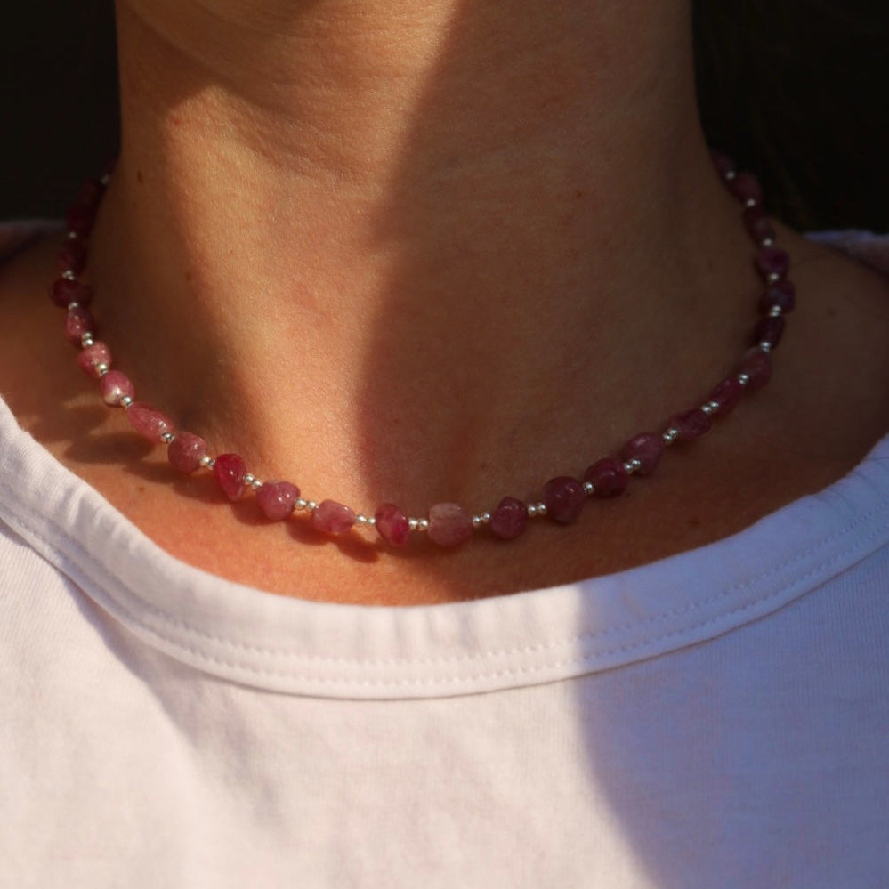 Pink Tourmaline Pebble Necklace