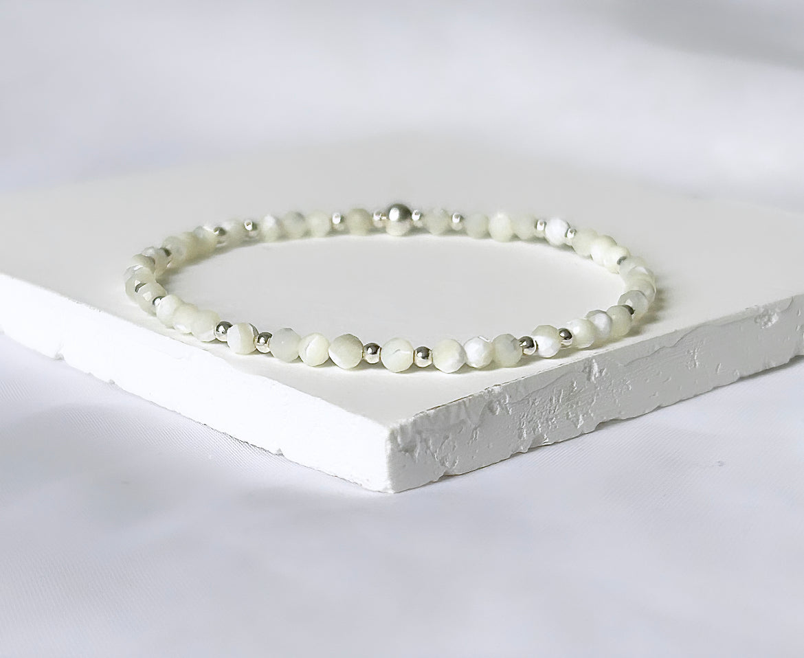 Mother of Pearl Gemstone Bracelet | 925 Sterling Silver