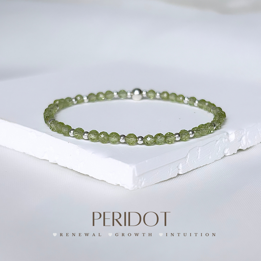 Dainty Peridot Gemstone Bracelet | 925 Sterling Silver