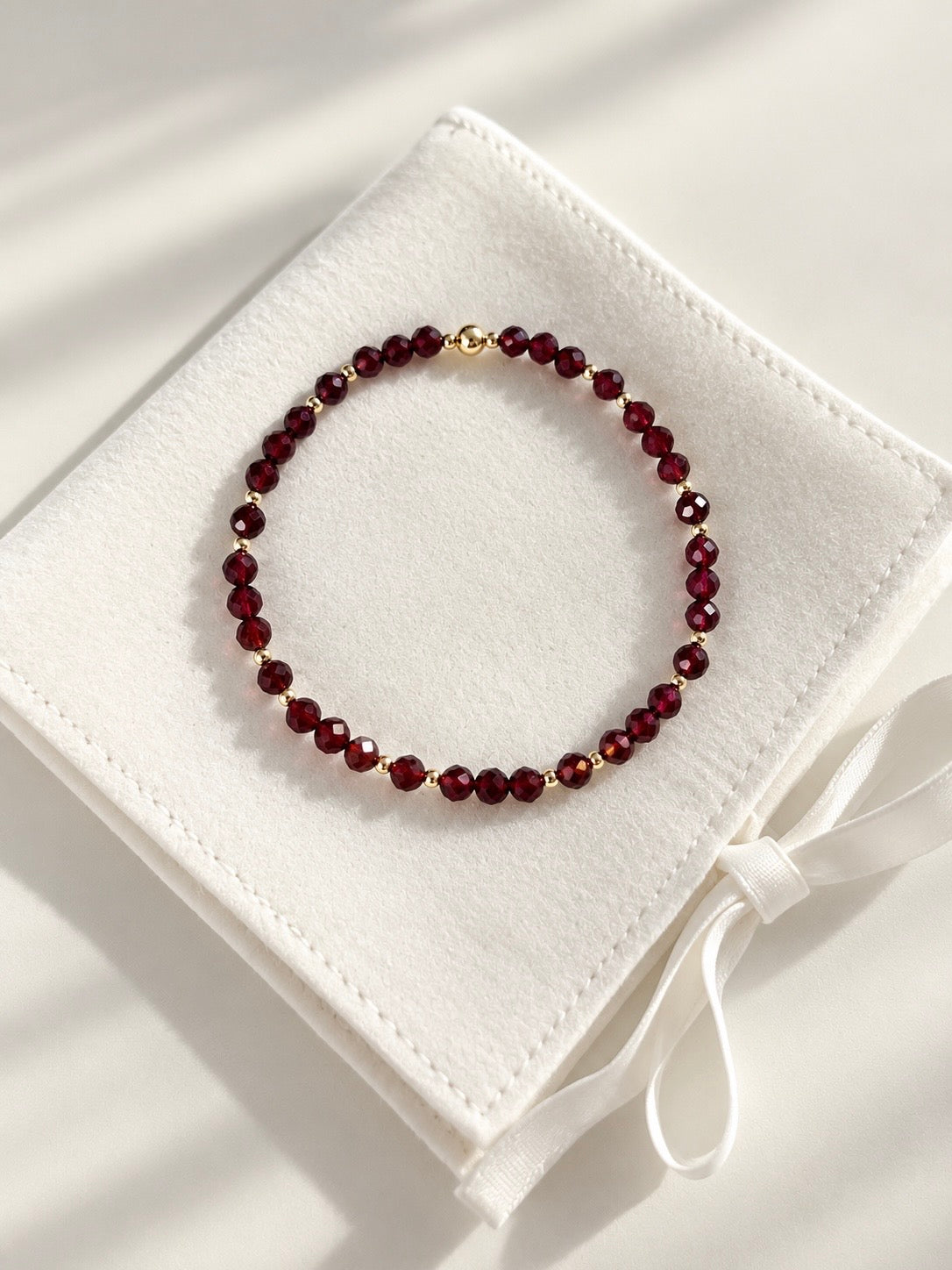 Dainty Garnet Gemstone Bracelet | 925 Sterling Silver | January Birthstone