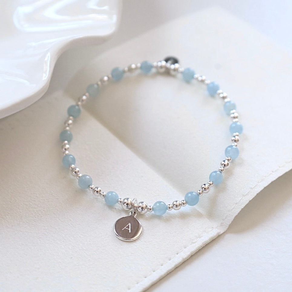 Personalised Aquamarine Initial Bracelet