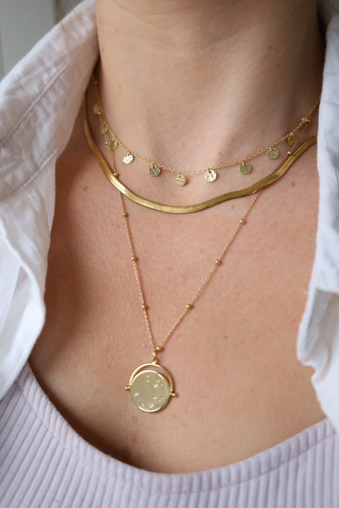 Reflection Disc Necklace- Gold or Sterling Silver