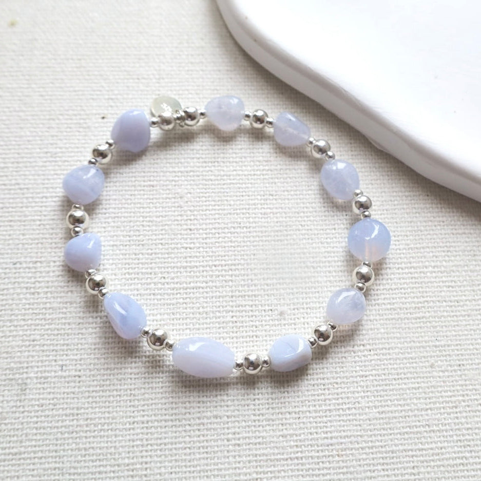 Blue Lace Agate Pebble Bracelet