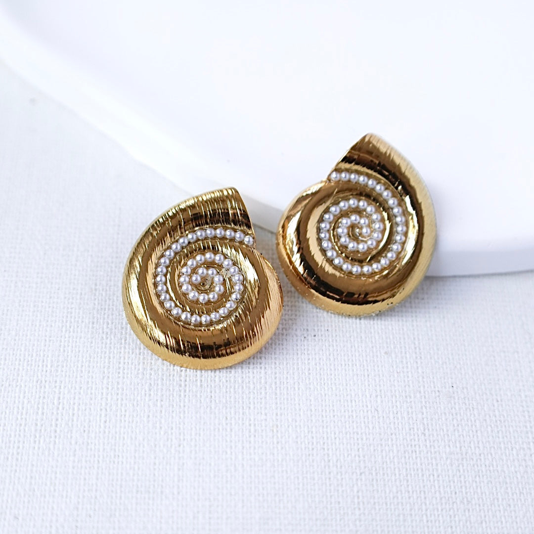 Pearl Spiral Shell Earrings