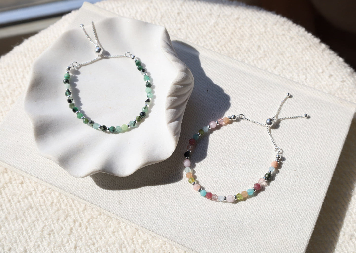 Dainty Emerald Adjustable Bracelet | 925 Sterling Silver | May Birthstone