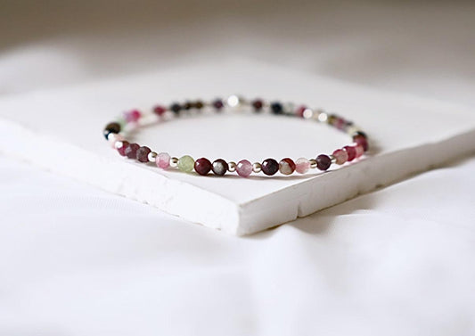 Dainty Tourmaline Gemstone Bracelet | 925 Sterling Silver