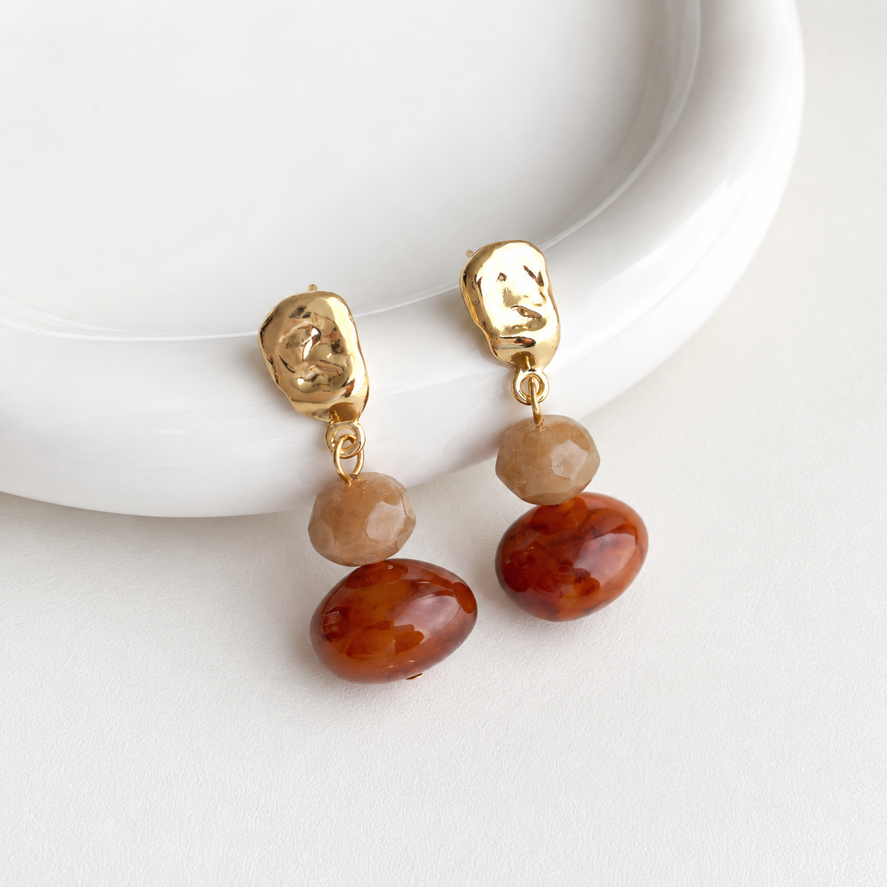 Amber Stone Drop Earrings