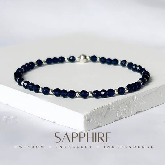 Sappphire Gemstone Bracelet | 925 Sterling Silver | September Birthstone