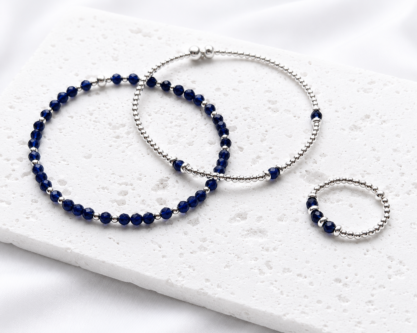 ‘Three Wishes’ Sapphire Bracelet | 925 Sterling Silver | September Birthstone