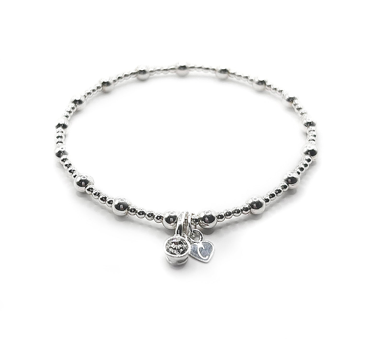 Birthstone Bracelet with Heart Inital