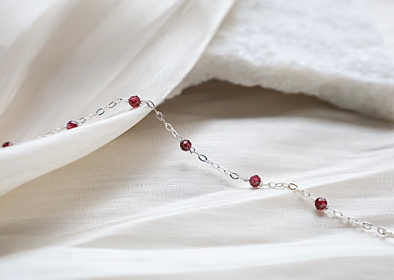 Garnet Bracelet. 925 Sterling Silver. January Birthstone