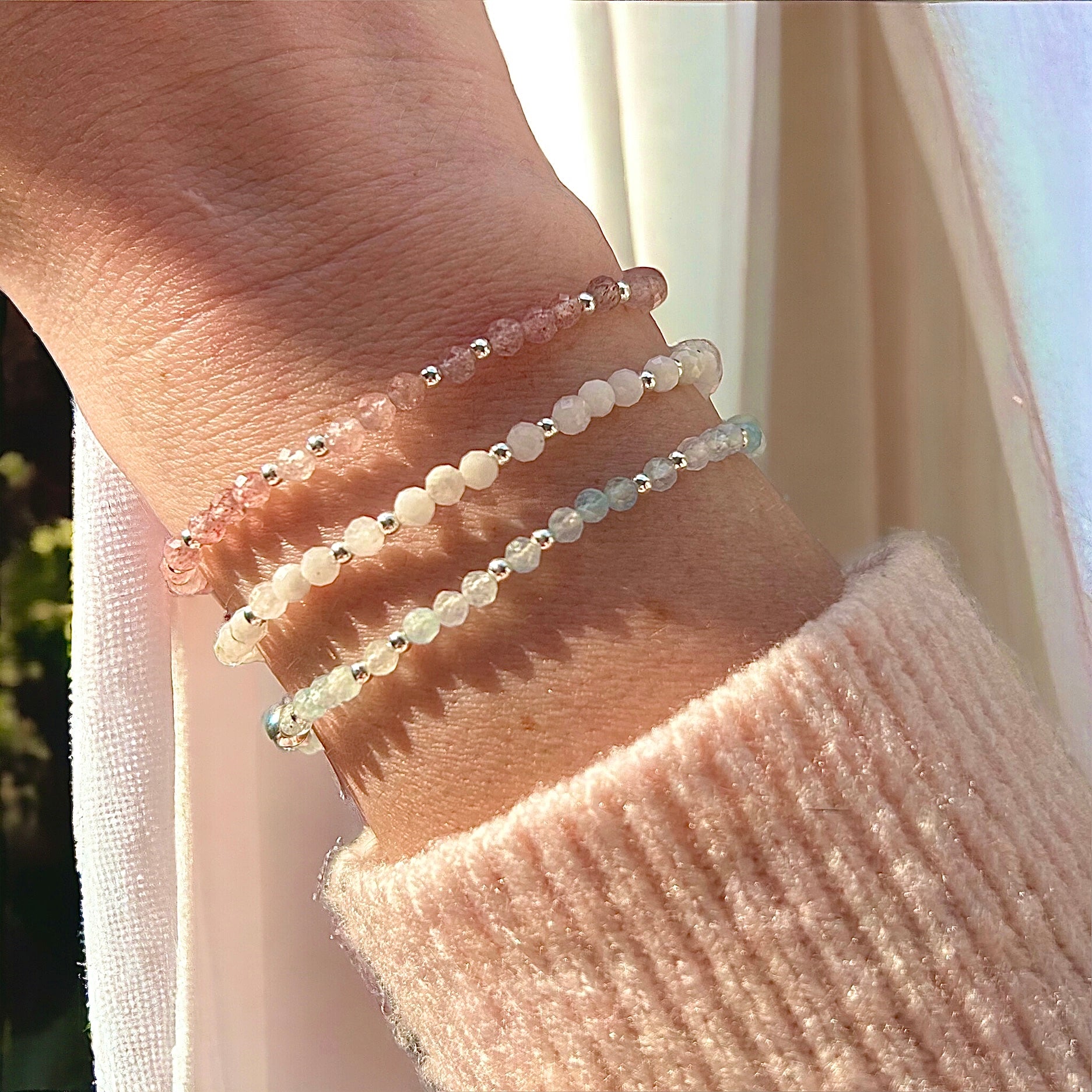 Dainty Aquamarine Bracelet | Silver or Gold Tiny Crystal Bracelet | Faceted Gemstone Jewelry | 5 6 7 8 deals 9 Inch Size for Small or Large Wrists