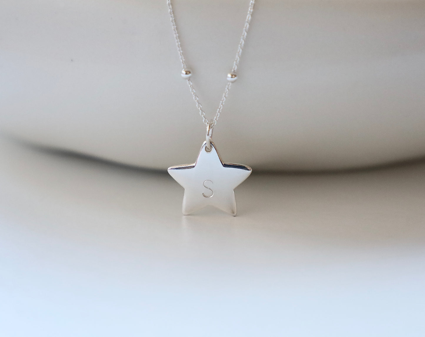 Personalised Star Pendant with birthstone charm- 925 Sterling Silver