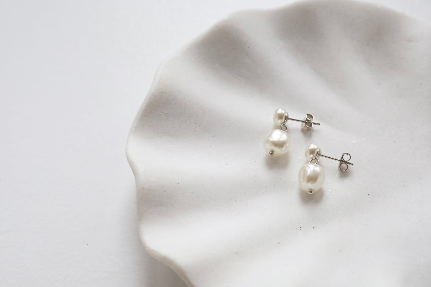 Silver Double Pearl Drops