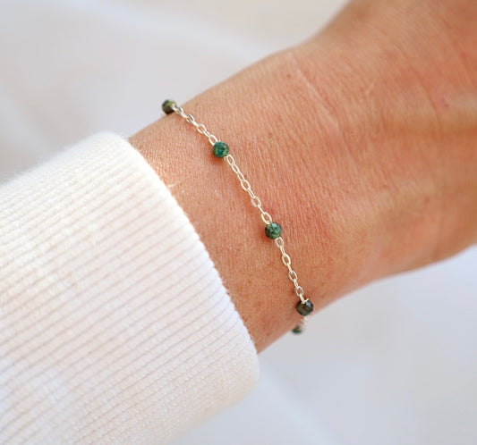 Emerald Bracelet. 925 Sterling Silver. May Birthstone