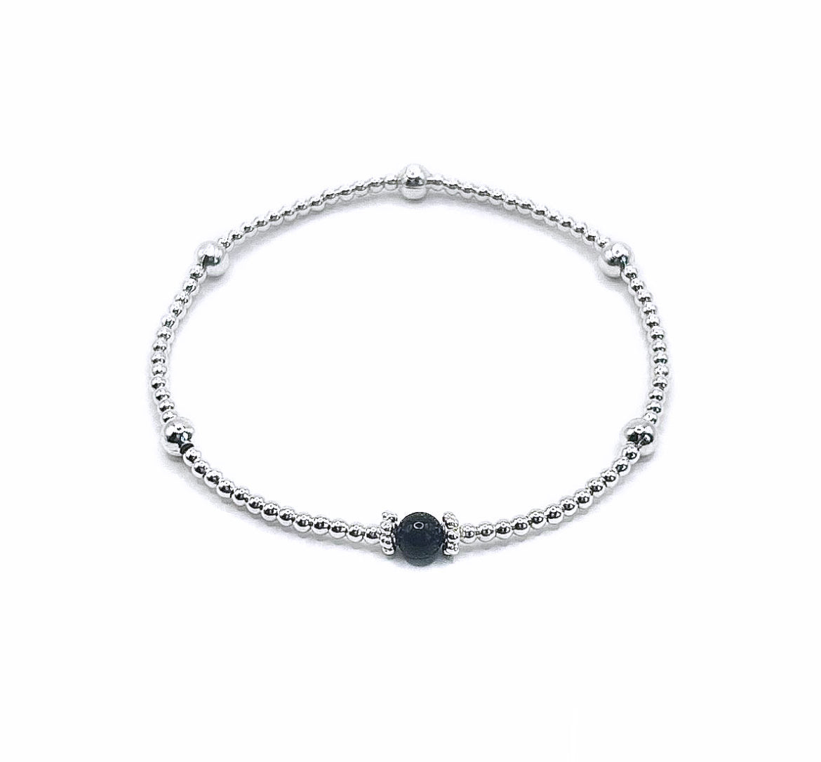 Cosmic Blue Goldstone Bracelet stack | 925 Sterling Silverr