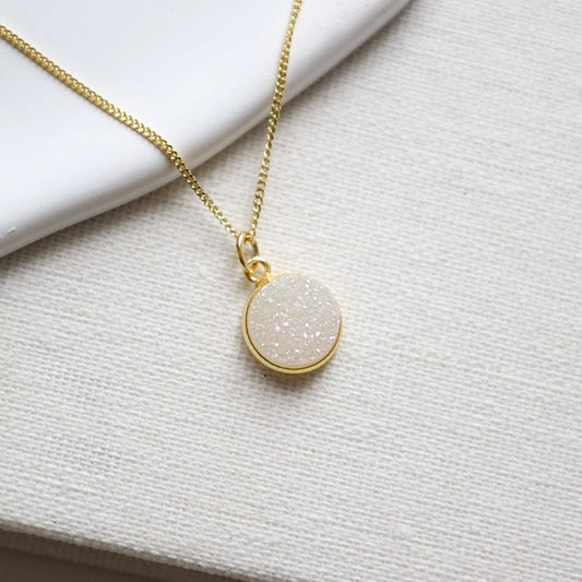 Druzy Agate Necklace. 925 Sterling Silver
