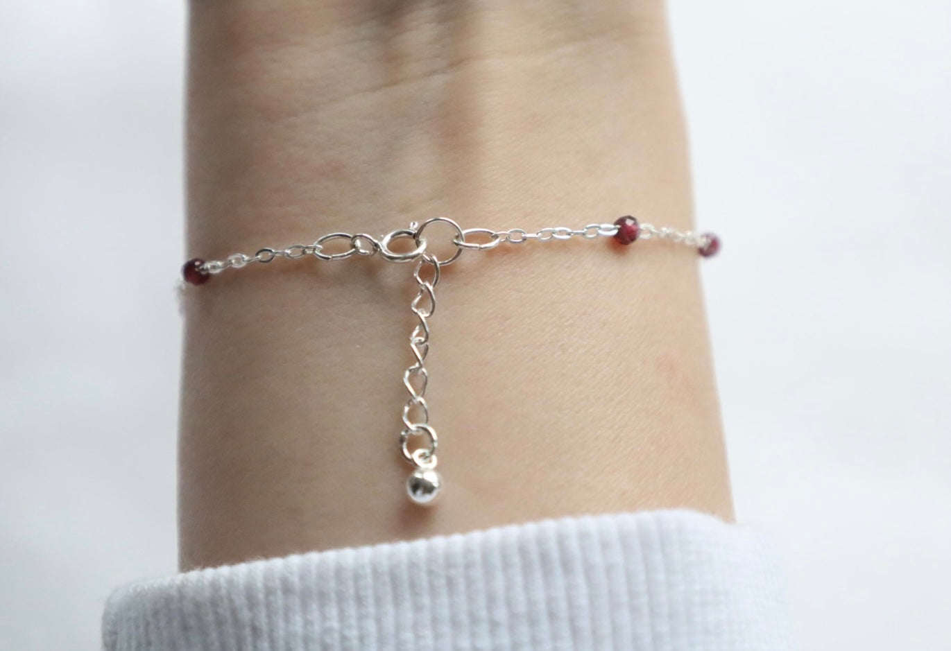 Garnet Bracelet. 925 Sterling Silver. January Birthstone