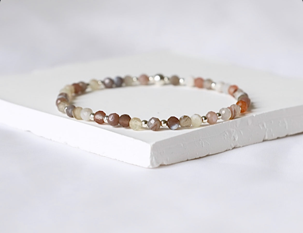 Dainty Botswana Agate Gemstone Bracelet | 925 Sterling Silver