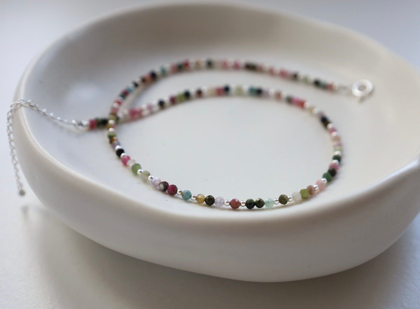 Dainty Tourmaline Gemstone Necklace | 925 Sterling Silver