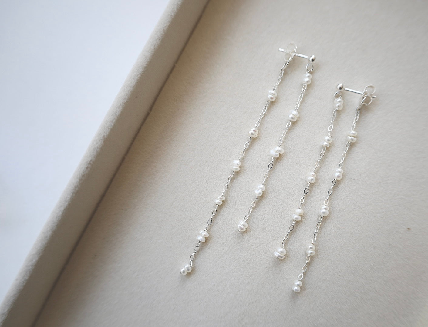 Double Dangle Pearl Earrings