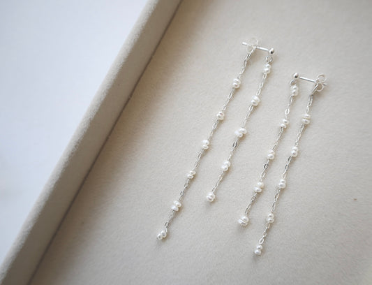 Double Dangle Pearl Earrings