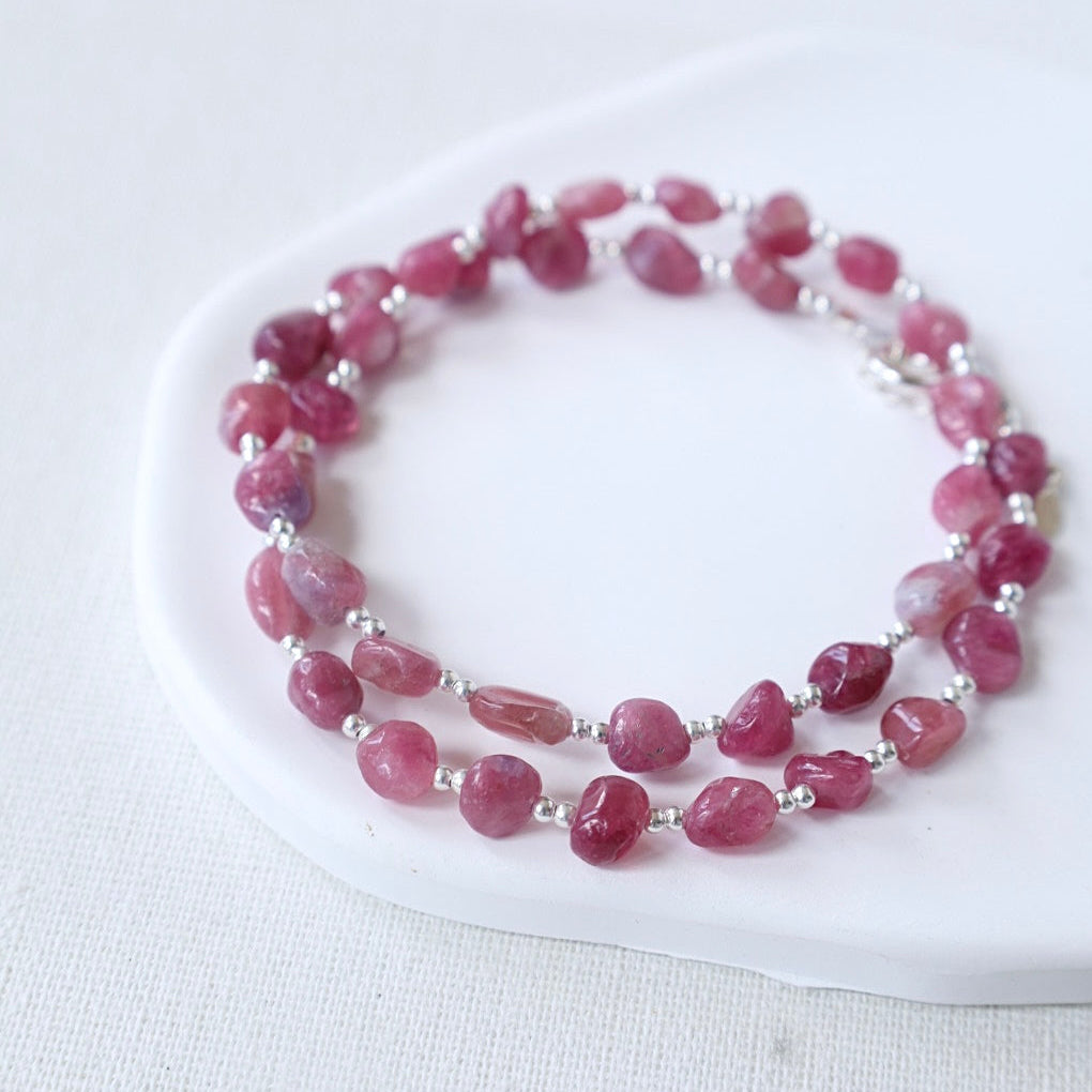 Pink Tourmaline Pebble Necklace