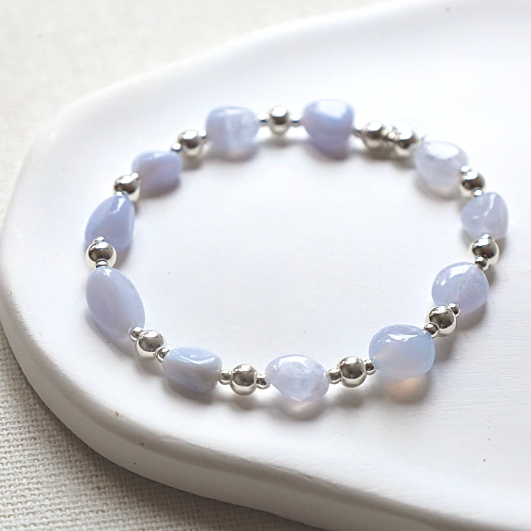 Blue Lace Agate Pebble Bracelet