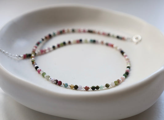Dainty Tourmaline Gemstone Necklace | 925 Sterling Silver