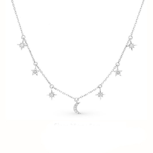 Moon and Star Necklace. 925 Sterling Silver