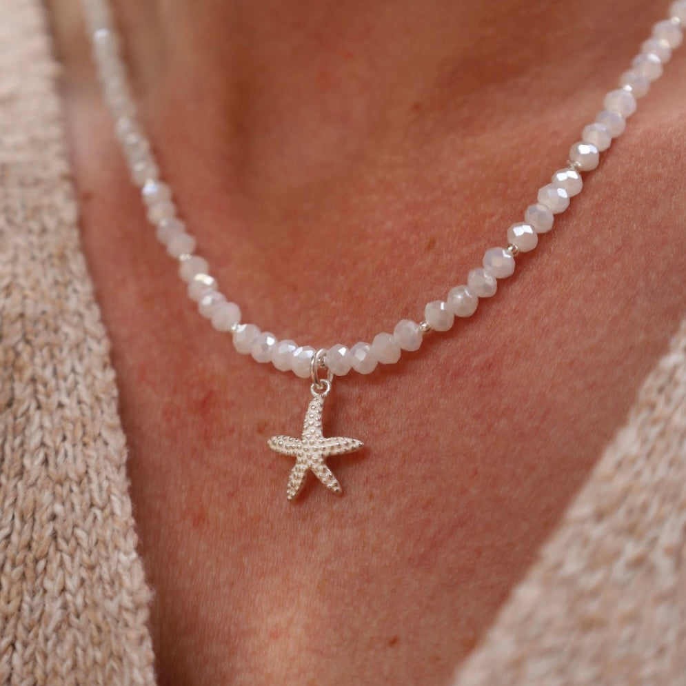White Crystal Starfish Necklace