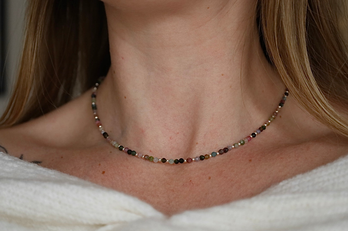 Dainty Tourmaline Gemstone Necklace | 925 Sterling Silver