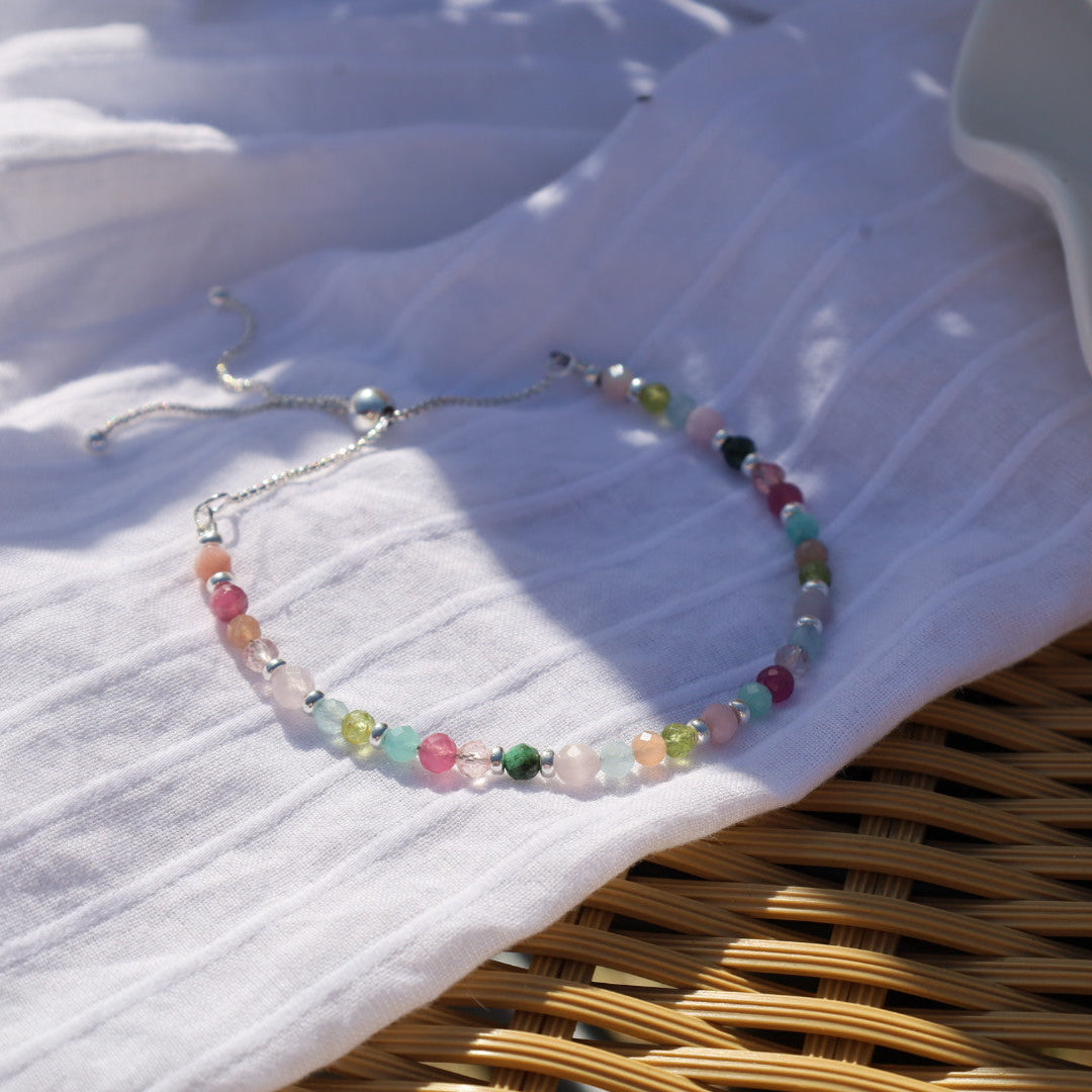 ‘Limited Addition’ Spring Gemstone Adjustable Bracelet | 925 Sterling Silver