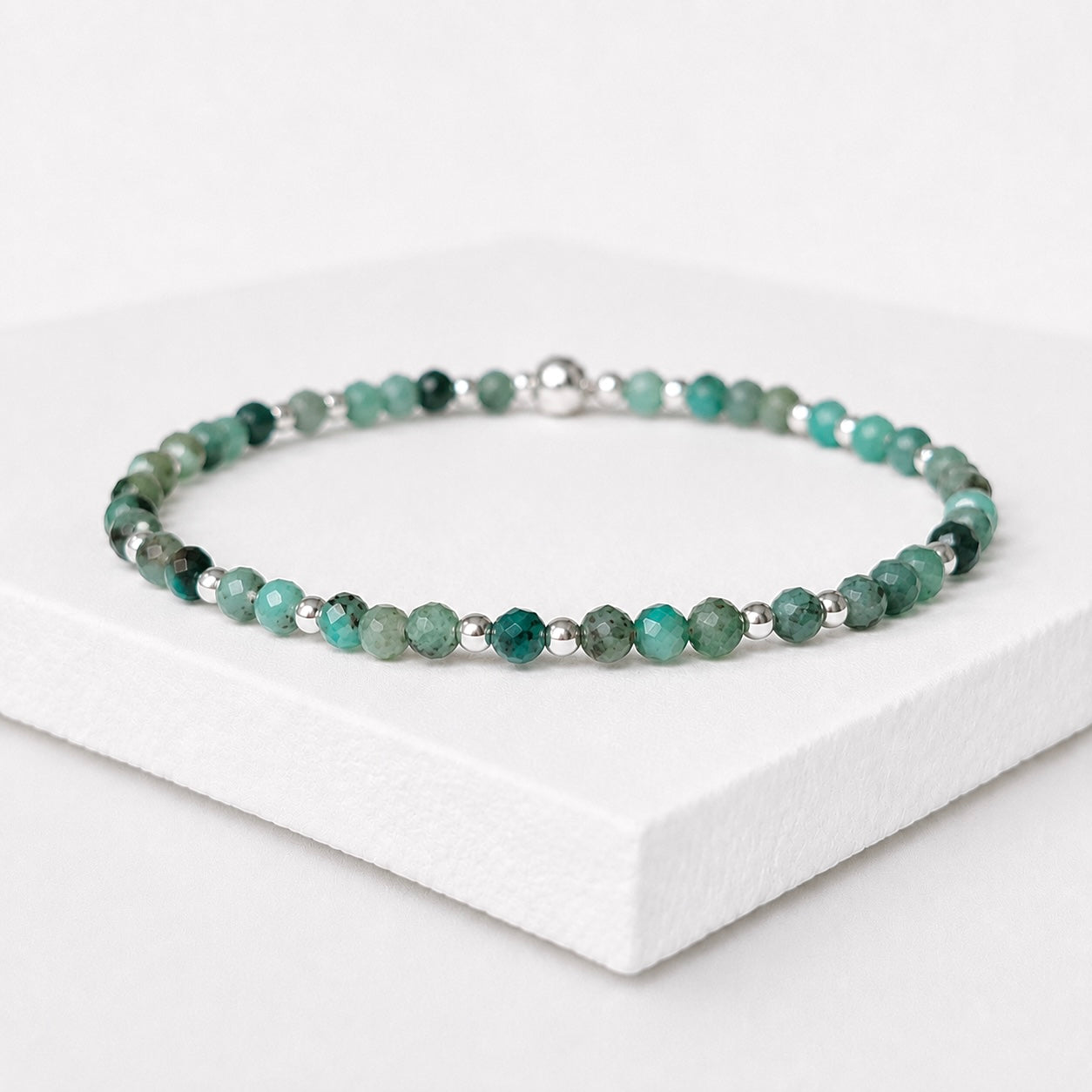 Dainty Emerald Gemstone Bracelet | 925 Sterling Silver