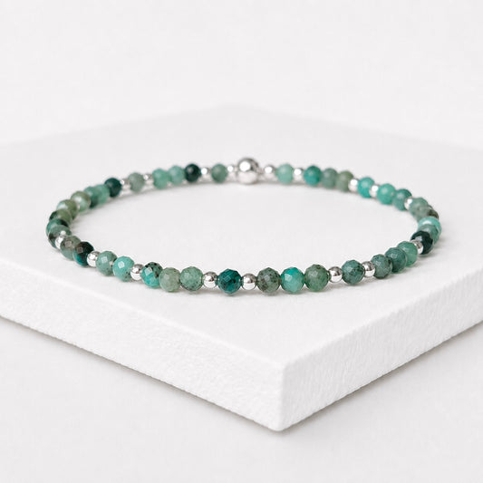 Dainty Emerald Gemstone Bracelet | 925 Sterling Silver