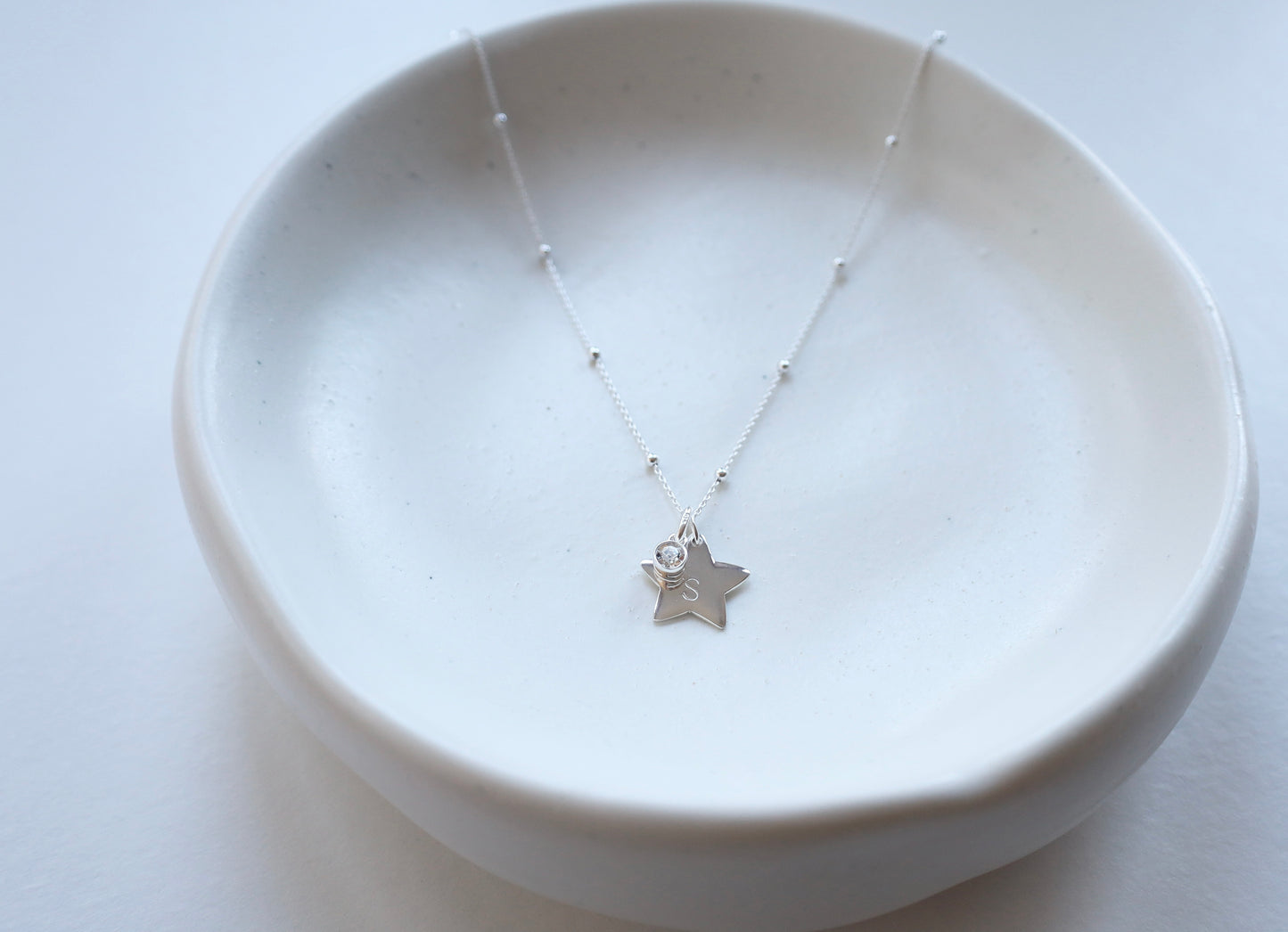 Personalised Star Pendant with birthstone charm- 925 Sterling Silver