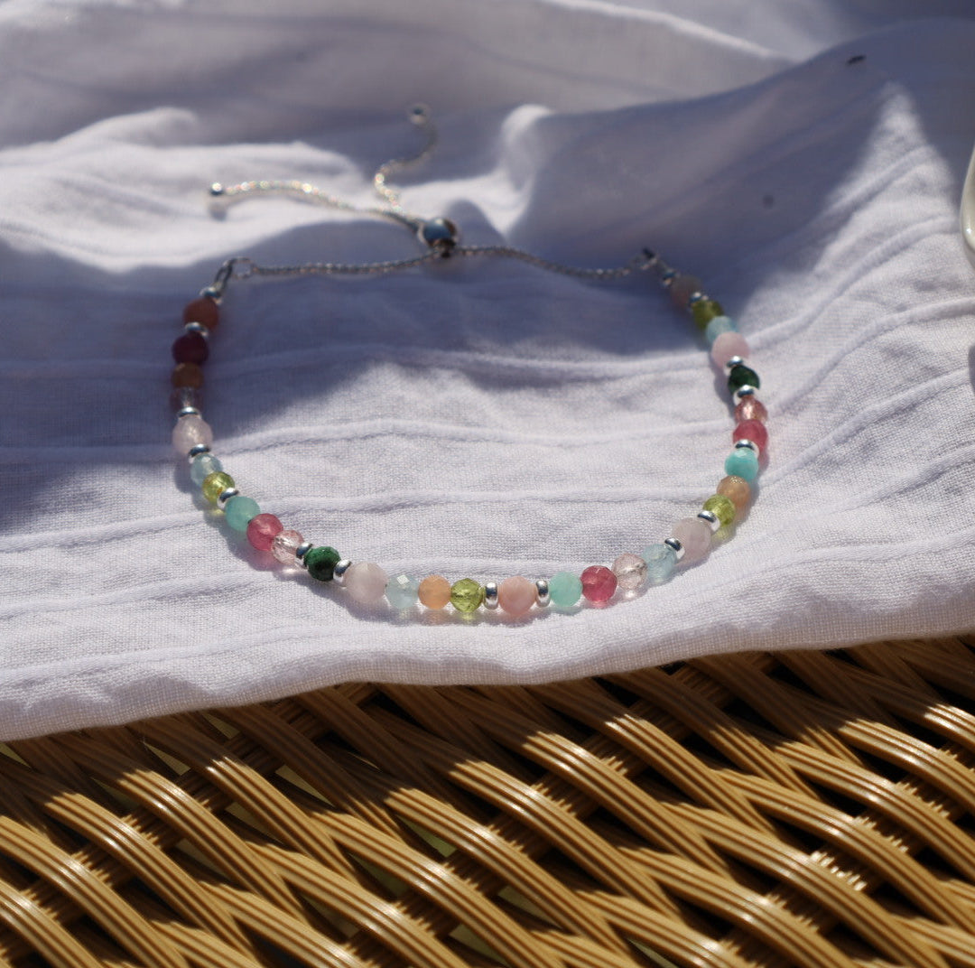 ‘Limited Addition’ Spring Gemstone Adjustable Bracelet | 925 Sterling Silver
