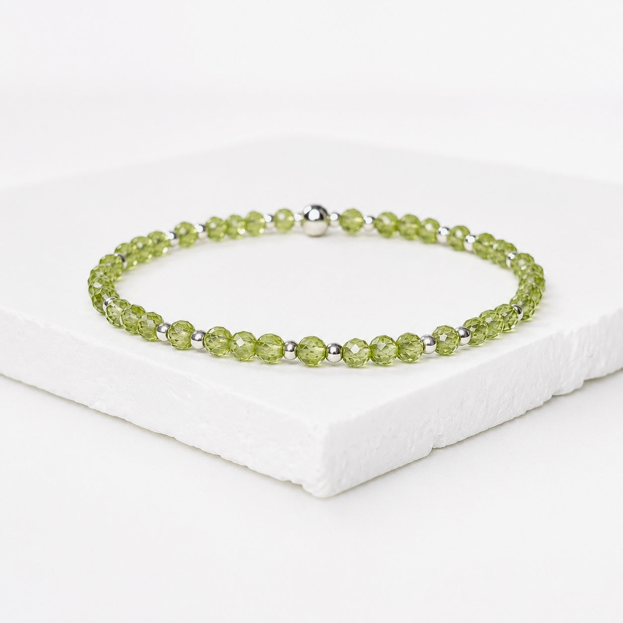 Dainty Peridot Gemstone Bracelet | 925 Sterling Silver | Gold