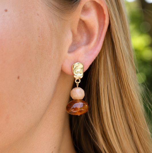 Amber Stone Drop Earrings